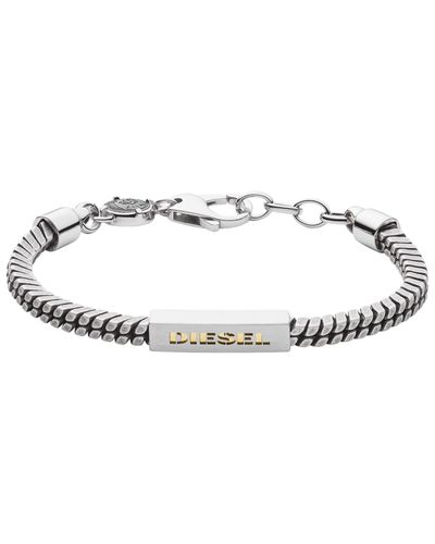 Diesel Bracelet In Silver Metallic For Men Lyst