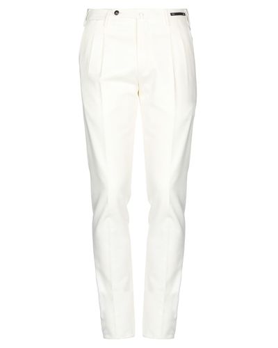 PT01 Flannel Casual Pants in Ivory (White) for Men - Lyst