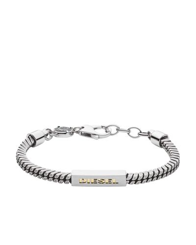 Diesel Bracelet In Silver Metallic For Men Lyst