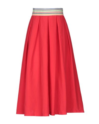 Department 5 Synthetic 3/4 Length Skirt in Red - Lyst