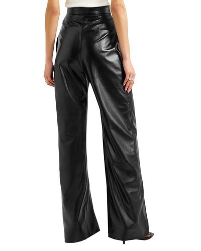 Pleated Faux Leather Wide-leg Pants 
