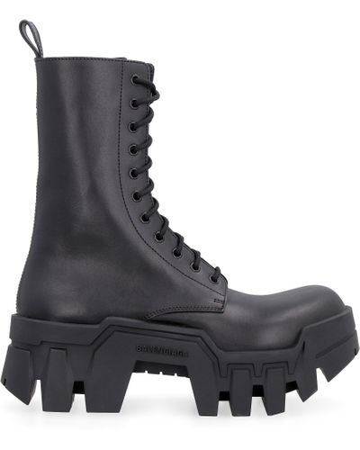 Balenciaga Bulldozer Leather Combat Boots in Black - Lyst