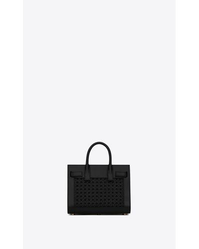 Saint Laurent Classic Sac De Jour Nano In Smooth Leather And Woven 