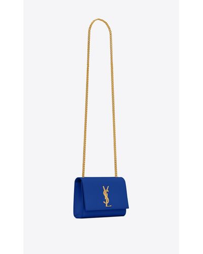 saint laurent classic small kate chain bolsa in black grain de poudre textured leather