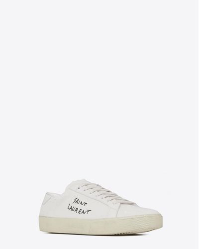 Saint Laurent Court Classic Sl/06 Sneakers Embroidered With , In White  Worn-look Fabric And Leather for Men - Lyst