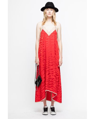 Zadig & Voltaire Silk Risty Jac Tigre Dress in Red - Lyst
