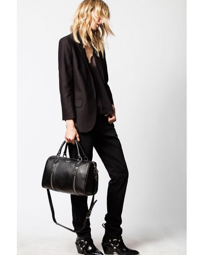 Zadig & Voltaire Leather Sunny Medium Studs Bag in Black - Lyst