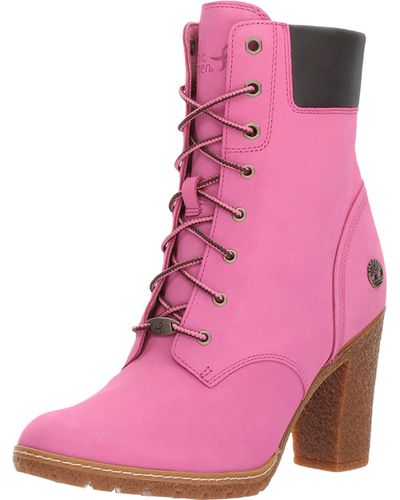pink high heel timberlands