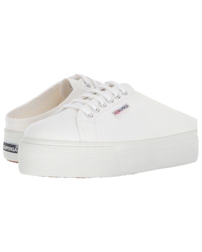 Superga Cotton 2284 Vcotw Platform Sneaker Mule (white) Shoes | Lyst