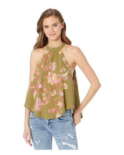 Free People Cotton Emily Printed Tank in Green | Lyst