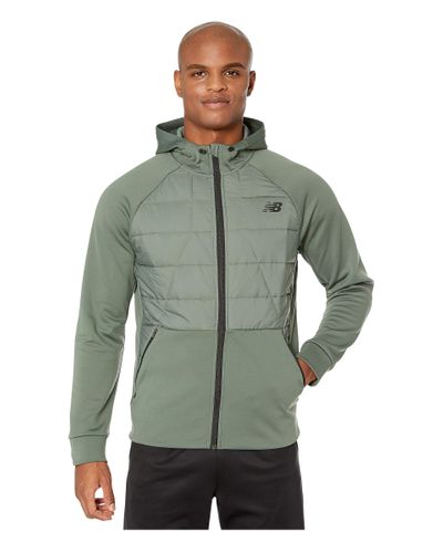 New Balance Fleece Tenacity Hybrid Puffer Jacket in Olive (Green) for ...