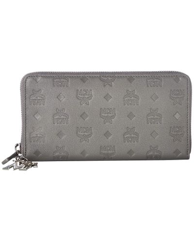 MCM Klara Monogrammed Leather Charm Zipped Wallet Large in 