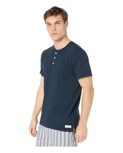7 For All Mankind Cotton Boxer Three-button Henley in Midnight Navy ...