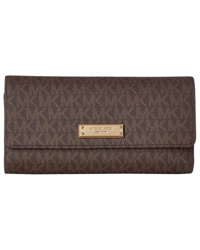 MICHAEL Michael Kors Leather Checkbook Wallet (brown) Wallet Handbags ...