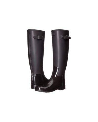 hunter original womens short gloss duo wellington boots black