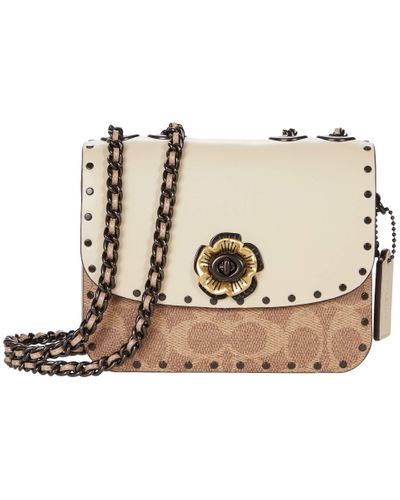 madison shoulder bolsa 16 in signature canvas with rivets