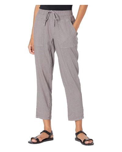 Kut From The Kloth Linen Smocked Drawcord Pants in Gray - Lyst