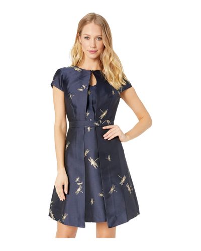 Ted Baker Synthetic Ardene Double Layered Jacquard Dress in Blue - Lyst