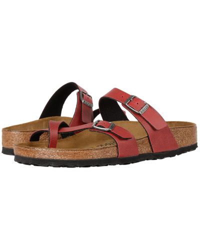 Birkenstock Leather Mayari Flat sandals in Red - Lyst
