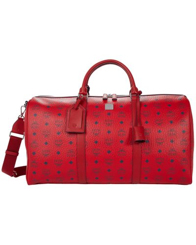red mcm duffle bag