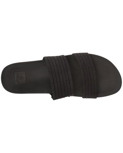 Reef Leather Cushion Bounce Slide (black) Sandals - Lyst