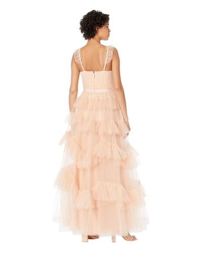 bcbg tiered ruffle gown