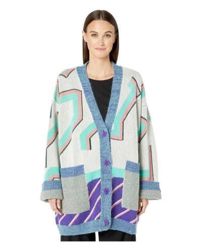 MM6 by Maison Martin Margiela Wool Mixed Print Oversized Cardigan in  Pink,Green,Violet (Green) - Lyst