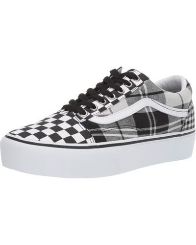 vans patent plaid old skool platform