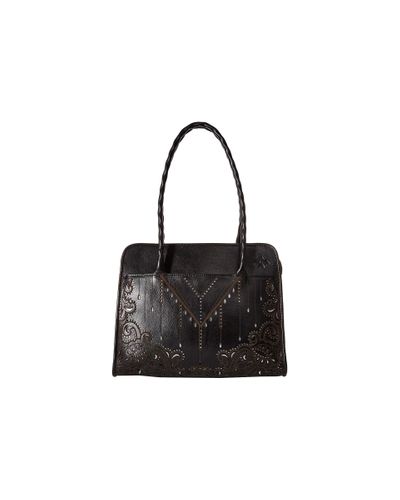 Patricia Nash Leather Large Paris Satchel (black) Satchel Handbags | Lyst