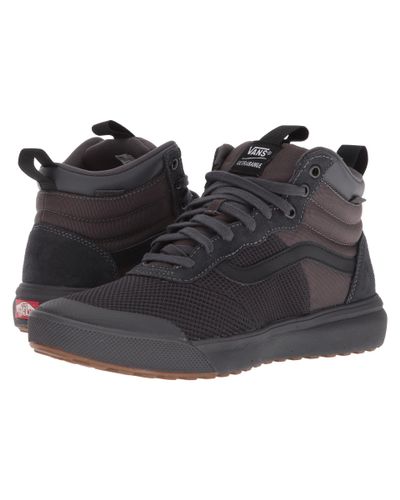 vans ultrarange hi peat black shoes