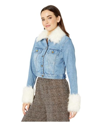 michael michael kors faux fur trim denim jacket