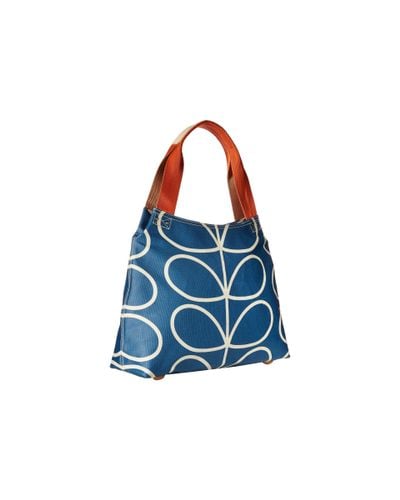 Orla Kiely Cotton Giant Linear Stem Classic Zip Shoulder Bag In Marine Blue Lyst