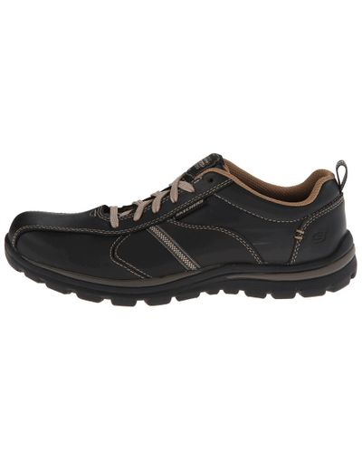 Skechers Leather Relaxed Fit Superior - Levoy (dark Brown) Men's Shoes in  Black/Tan (Black) for Men | Lyst