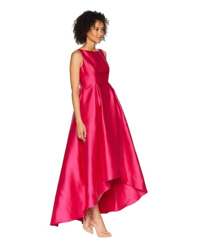 Adrianna Papell High-low Halter Mikado Gown (geranium) Dress in Pink - Lyst