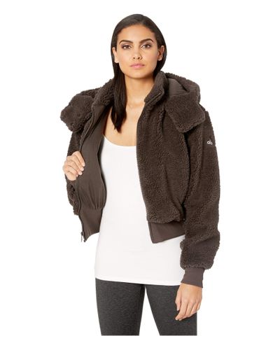 Alo Yoga Synthetic Foxy Sherpa Jacket (dark Coco) Coat in Brown - Lyst