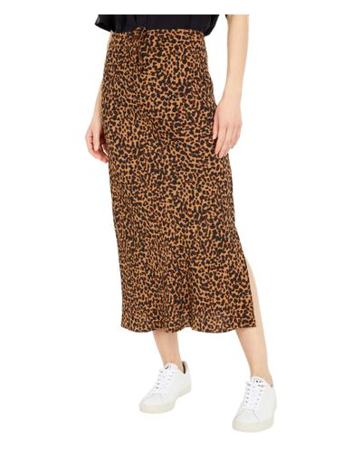 leopard midi slip skirt