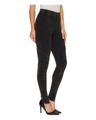 Hue Cotton Moto Leggings in Black Wash 