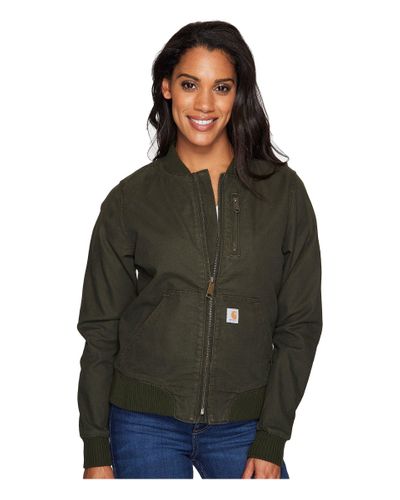 Carhartt Canvas Crawford Bomber Jacket ( Brown) Women's Coat in Olive ...