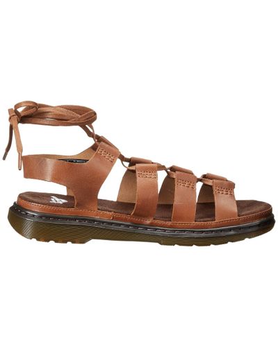 Dr. Martens Leather Kristina Ghillie Sandal (tan Polished Oily Illusion)  Women's Sandals in Brown | Lyst