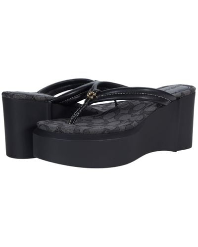 COACH Leather Franki Flip-flop in Black - Lyst