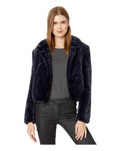 Blank Nyc Faux Fur Cropped Jacket In Open Seas Clothing Navy Blue Lyst Blank Nyc Faux Fur Cropped Jacket In, Blank Nyc Faux Fur Coat