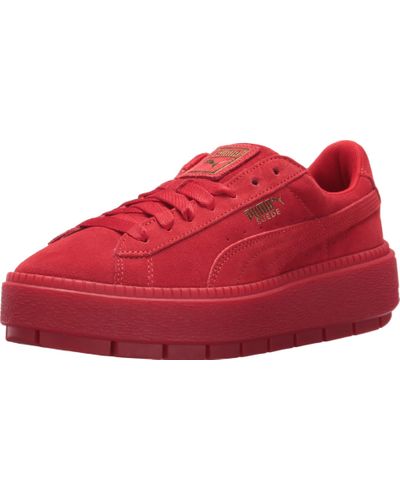 puma suede platform red