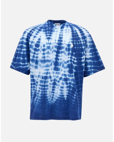 Marcelo Burlon Aop Soundwaves Over Tee Baumwoll-T-Shirt Wave Optics - Blau
