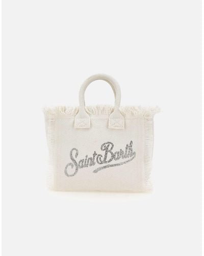 Mc2 Saint Barth Weiße Baumwollcanvas-Minihandtasche