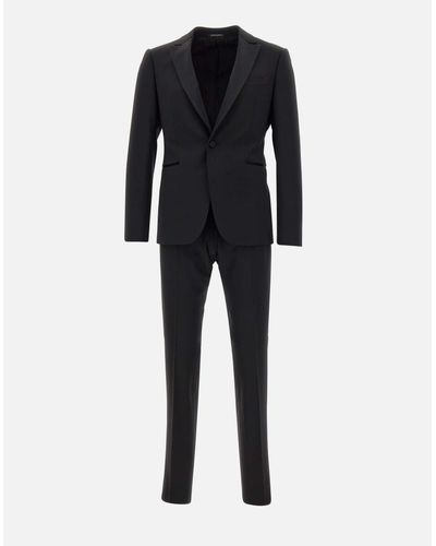 Emporio Armani Zweiteiliger Schwarzer Anzug Aus Cooler Wolle