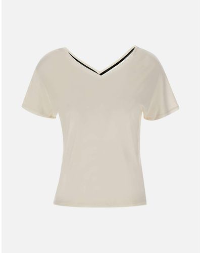 Rrd Weißes Cupro-T-Shirt Mit V-Ausschnitt - Natur