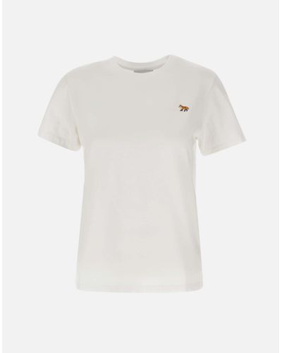 Maison Kitsuné Weißes Baumwoll-T-Shirt Mit Fox-Logo