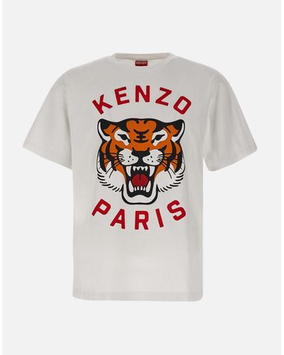 KENZO Lucky Tiger Übergroßes Weißes T-Shirt
