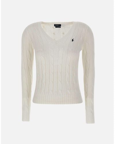 Polo Ralph Lauren Klassischer Pullover Aus Pima-Baumwolle Mit V-Ausschnitt - Weiß