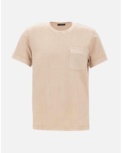 Fay Sand Baumwolljersey-Taschen-T-Shirt - Natur